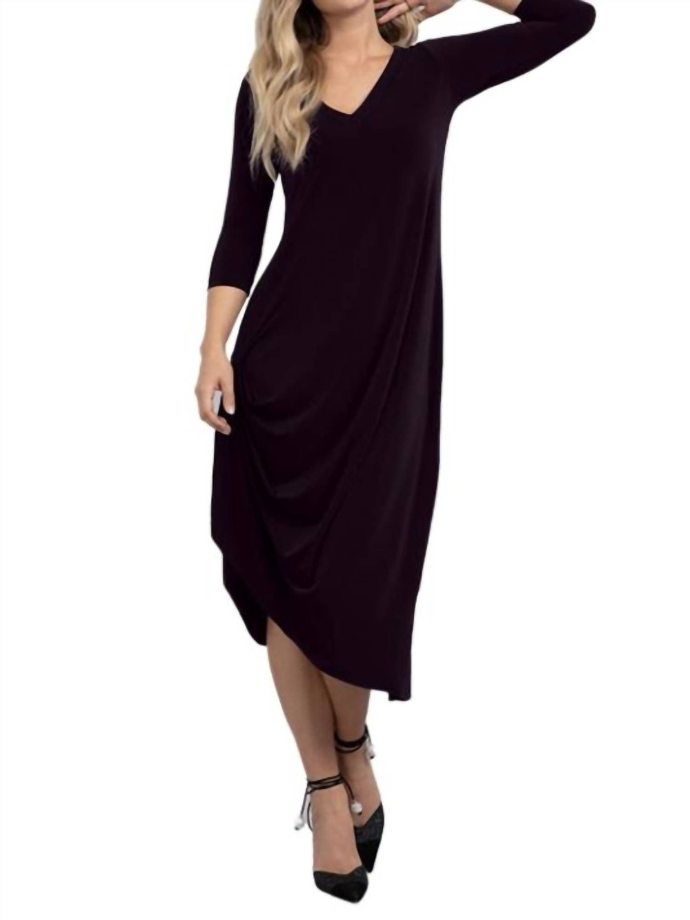 Sympli Reversible 3/4 Sleeve Drama Dress- Currant NEW 🏷️